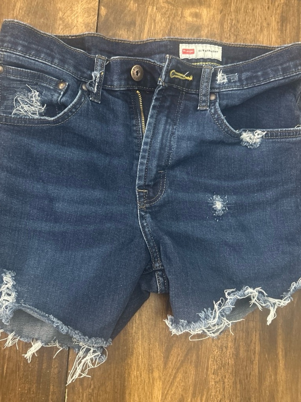 Wrangler Navy Blue Distressed Denim Cutoff Shorts